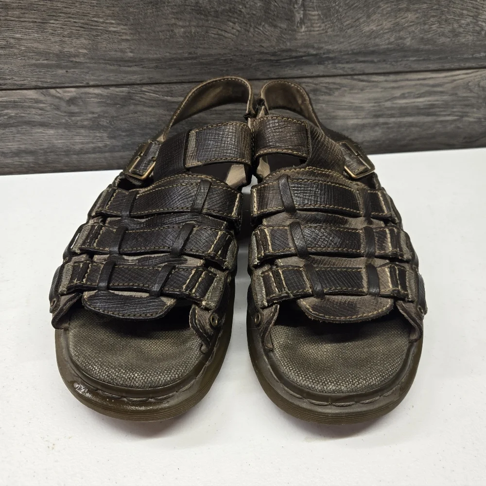 Vtg Y2K Dr Doc Martens Leather Fisherman Chunky Sandals Men's Size 11 Women's 12